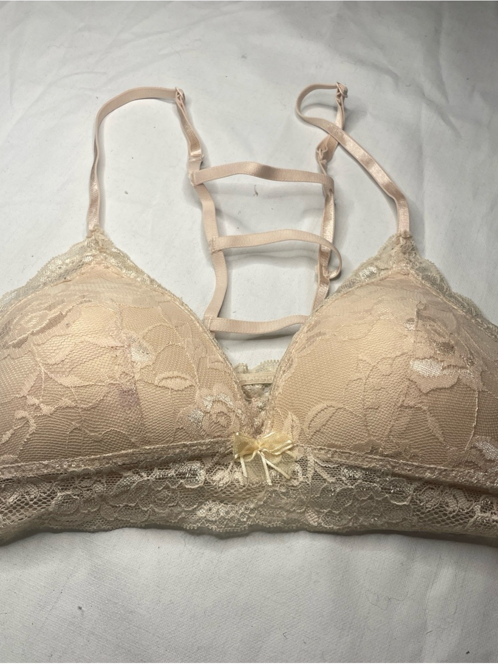 Lace Ladder-Back Bralette in Pale Nude